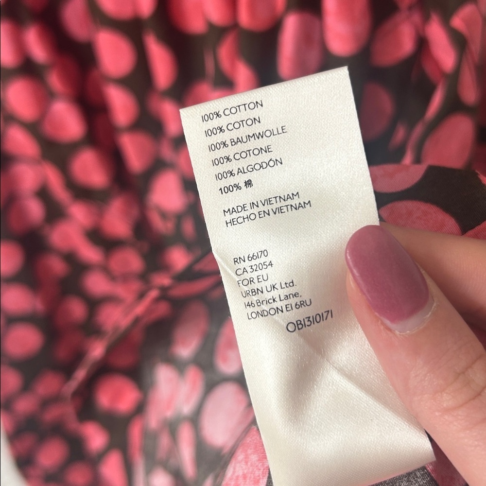 Free People Jodie Printed Tunic Small Chocolate Pink Dot Flowy Oversized - Picture 10 of 13